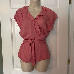 Women's Old Navy gauzy wrap top rose pink size Medium M